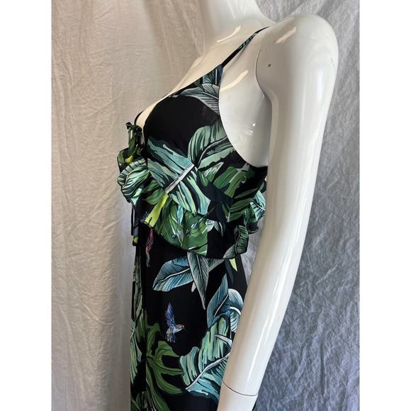 Elli White Green and Black Tropical Hummingbird Print Maxi Dress - Picture 13 of 14